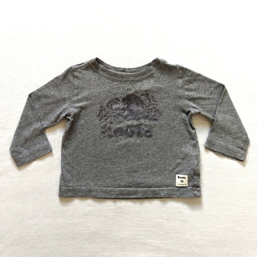Roots gray long sleeve cotton tee baby's 12-18 months